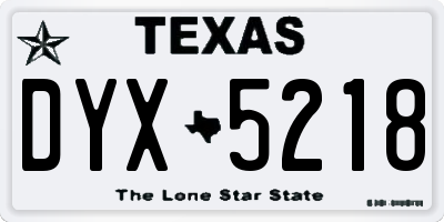 TX license plate DYX5218