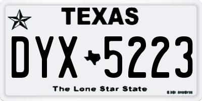 TX license plate DYX5223