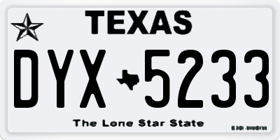 TX license plate DYX5233
