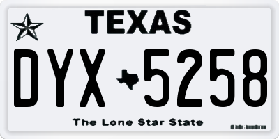 TX license plate DYX5258