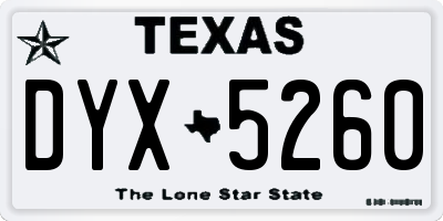 TX license plate DYX5260