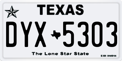 TX license plate DYX5303