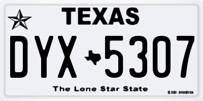 TX license plate DYX5307