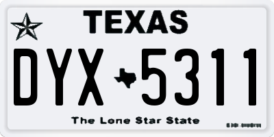 TX license plate DYX5311