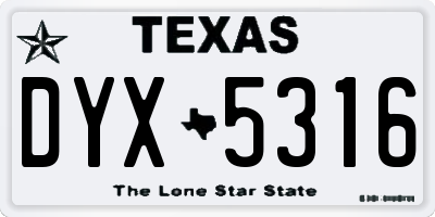 TX license plate DYX5316
