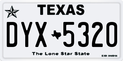 TX license plate DYX5320