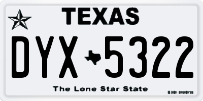 TX license plate DYX5322