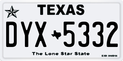 TX license plate DYX5332