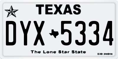 TX license plate DYX5334