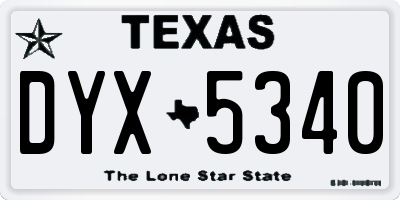 TX license plate DYX5340
