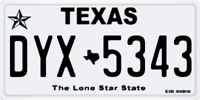 TX license plate DYX5343