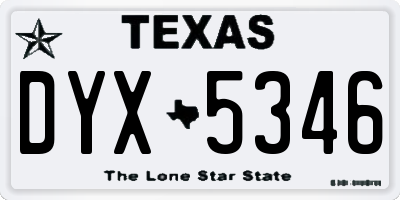 TX license plate DYX5346