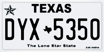 TX license plate DYX5350