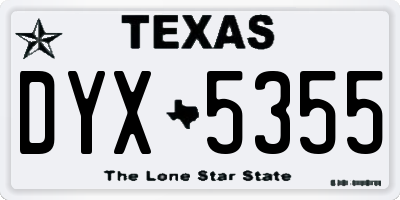 TX license plate DYX5355