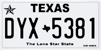 TX license plate DYX5381
