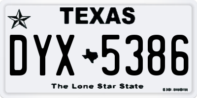 TX license plate DYX5386