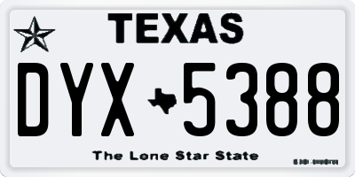 TX license plate DYX5388