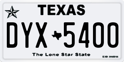 TX license plate DYX5400