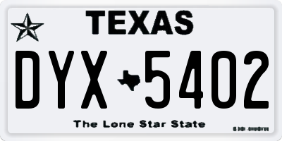 TX license plate DYX5402