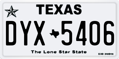TX license plate DYX5406