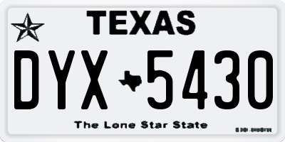 TX license plate DYX5430
