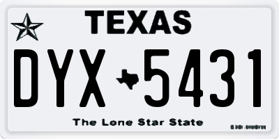 TX license plate DYX5431