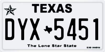 TX license plate DYX5451