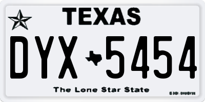 TX license plate DYX5454