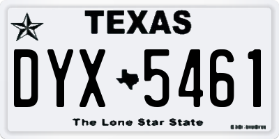 TX license plate DYX5461