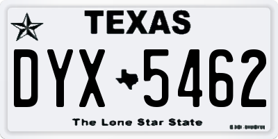 TX license plate DYX5462