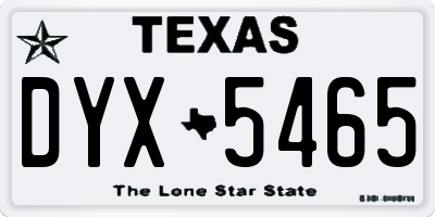 TX license plate DYX5465