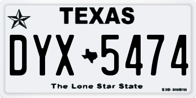TX license plate DYX5474