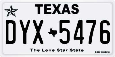 TX license plate DYX5476