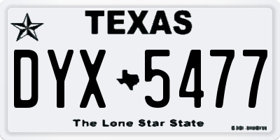 TX license plate DYX5477