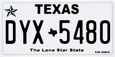 TX license plate DYX5480