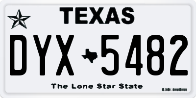 TX license plate DYX5482
