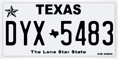 TX license plate DYX5483