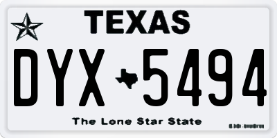 TX license plate DYX5494
