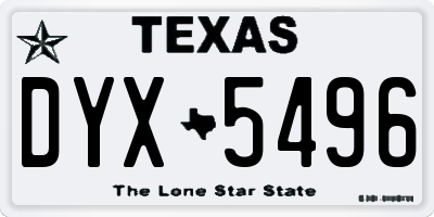 TX license plate DYX5496