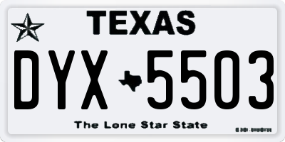 TX license plate DYX5503
