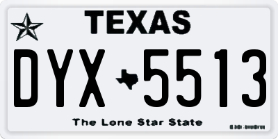 TX license plate DYX5513