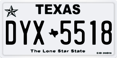 TX license plate DYX5518