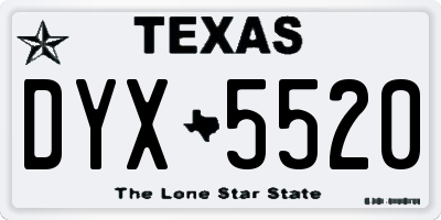 TX license plate DYX5520