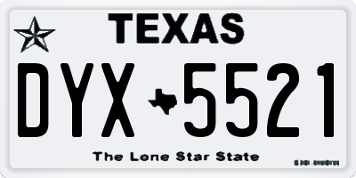 TX license plate DYX5521