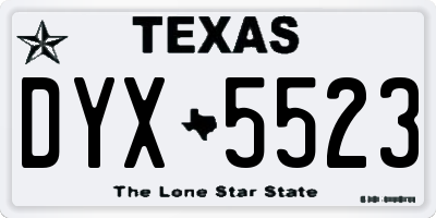 TX license plate DYX5523