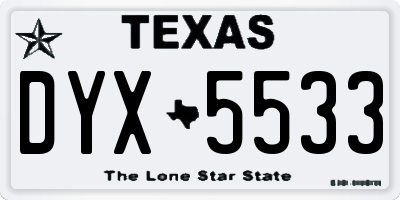 TX license plate DYX5533