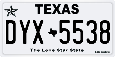 TX license plate DYX5538