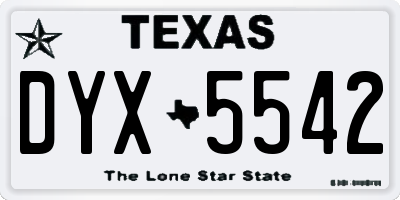 TX license plate DYX5542
