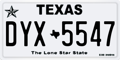 TX license plate DYX5547
