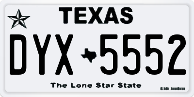 TX license plate DYX5552